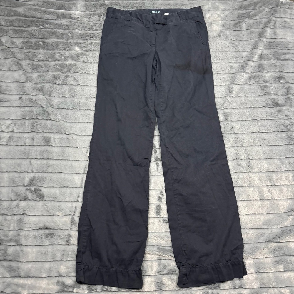 J.Crew City Fit Navy Blue Wide Leg Chino Pants Womens Size 0R 100% Cotton
